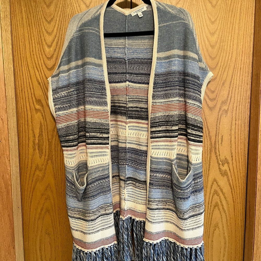 Liverpool Sleeveless Boho Cardigan with Fringe